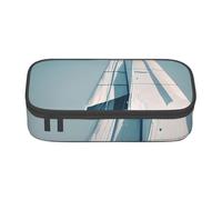 SSIMOO Estuche para lápices de tela Oxford, con diseño de dos caballos, Paisaje de velero, Talla única