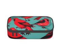 SSIMOO Estuche para lápices de tela Oxford, con diseño de dos caballos, Red Birds Fauna Wild, Talla única