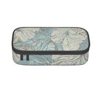 SSIMOO Estuche para lápices de tela Oxford, con diseño de Papá Noel y Papá Noel, diseño de Papá Noel, con diseño navideño, Blue Grace Floral, Talla única