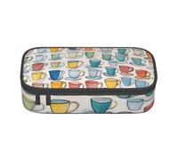 SSIMOO Estuche para lápices de tela Oxford, con diseño de rosas de metal, bolsa de almacenamiento para escritorio, bonito estuche para lápices, Teteras y tazas dibujadas a mano 2, Talla única