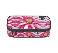 SSIMOO Estuche para lápices de tela Oxford con diseño floral de rosas rojas, organizador de papelería de gran capacidad, bolsa portátil con cremallera, Flor rosa y blanca, Talla única