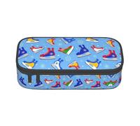 SSIMOO Estuche para lápices de tela Oxford con escamas de pez sirena, organizador de papelería de gran capacidad, bolsa portátil con cremallera, Hockey Elements Creative Pattern, Talla única