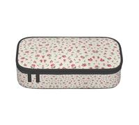SSIMOO Estuche para lápices de tela Oxford con escamas de pez sirena, organizador de papelería de gran capacidad, bolsa portátil con cremallera, Bonita cereza roja, Talla única