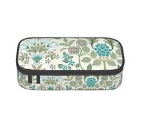 SSIMOO Estuche para lápices de tela Oxford con escamas de pez sirena, organizador de papelería de gran capacidad, bolsa portátil con cremallera, Flor verde., Talla única