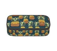 SSIMOO Estuche para lápices de tela Oxford de madera con diseño de tres girasoles, organizador de papelería de gran capacidad, bolsa portátil con cremallera, Piña retro, Talla única