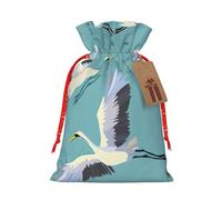 SSIMOO Flying Cranes - Bolsa de regalo reutilizable para fiestas navideñas y diseño de cordón que hacen que tu regalo sea más delicado