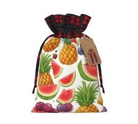 SSIMOO Frutas frescas y jugosas, piñas, bayas, uvas, naranja, exquisitas bolsas de regalo de Navidad con cordón, reutilizables, para experiencias de regalo excepcionales