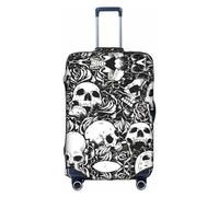 SSIMOO Funda de equipaje con diseño de calavera floral negra, experiencia de estilo y funcionalidad, perfecta compañera de viaje, Calavera floral negra, XL