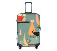 SSIMOO Funda de equipaje elegante con diseño de llama en una bufanda, experiencia de estilo y funcionalidad, compañero de viaje perfecto, Gatos de arte moderno de mediados de siglo, M