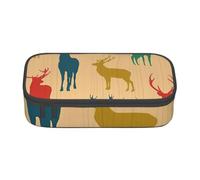 SSIMOO Funny For Kangaroo Zoo - Estuche de tela Oxford para lápices, bolsa de almacenamiento de escritorio, bonito estuche para lápices, Deer Show, Talla única