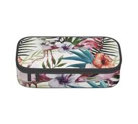 SSIMOO Funny For Kangaroo Zoo - Estuche de tela Oxford para lápices, bolsa de almacenamiento de escritorio, bonito estuche para lápices, Flamenco y flores, Talla única