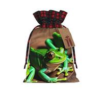 SSIMOO Funny Frogs - Bolsas de regalo de Navidad con cordón, bolsas de arpillera de retazos, reutilizables