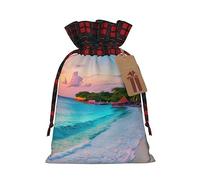 SSIMOO Jamaica Beach Chic - Bolsas de regalo de Navidad con cordón, bolsas de arpillera de retazos, reutilizables