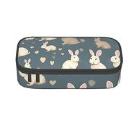 SSIMOO Little Raccoon Face - Estuche de tela Oxford para lápices, bolsa de almacenamiento para escritorio, bonito estuche para lápices, Fondo de conejo, Talla única