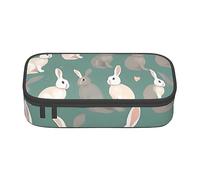 SSIMOO Little Raccoon Face - Estuche de tela Oxford para lápices, bolsa de almacenamiento para escritorio, bonito estuche para lápices, Fondos de conejo, Talla única