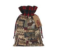 SSIMOO Lodge Bear - Bolsa de regalo de lino con cordón, elegante bolsa de regalo de tela para festivales y ocasiones especiales