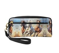 SSIMOO Lord Howe Island - Bolsa de maquillaje portátil con estampado de tortuga marina, compañero de viaje perfecto, diseñado para múltiples usos, Arte corriendo de caballos, Talla única