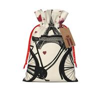 SSIMOO Love Paris Tower Coffee Wine Perfume Bicicleta Corazón Reutilizable Fiesta Vacaciones Bolsa de Regalo y Diseño de Cordón Hace que tu Regalo sea Más Delicado