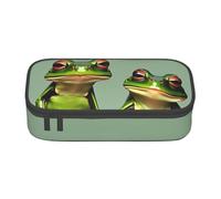 SSIMOO Lovely Sweet Red Cherry 1 estuche de tela Oxford, organizador de papelería de gran capacidad, bolsa portátil con cremallera, Funny Green Frogs 1, Talla única