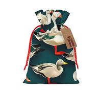 SSIMOO Mallard Ducks - Bolsa de regalo reutilizable para fiestas navideñas y diseño de cordón que hacen que tu regalo sea más delicado