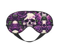SSIMOO Máscara de ojos de doble cara con estampado de calavera de rosas moradas, bloqueo suave y ligero para mejorar la calidad del sueño, color negro