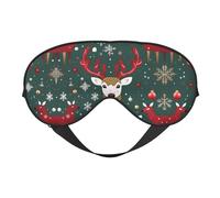 SSIMOO Máscara de ojos de doble cara con estampado de ciervo navideño, bloqueo suave y ligero para mejorar la calidad del sueño, color negro