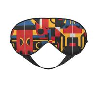 SSIMOO Máscara de ojos ultra suave con estampado rojo, amarillo, azul y negro, para una comodidad óptima y un sueño reparador