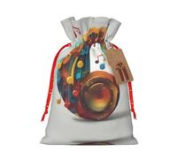 SSIMOO Music Note - Bolsa de regalo artesanal de arpillera con cordón, bolsa de regalo perfecta para Navidad y vacaciones