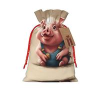SSIMOO Naughty Pig Baby - Bolsa de regalo de arpillera con cordón, perfecta para Navidad y vacaciones