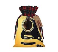 SSIMOO Note Guitar Chic - Bolsas de regalo de Navidad con cordón, bolsas de arpillera de retazos, reutilizables