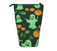 SSIMOO Ocean Dolphin Looking at You 1 organizador de almacenamiento extensible, estuche de papelería ajustable vertical, suministros de oficina con cremallera, Green Ghost Horror Halloween Pumpkin 2,