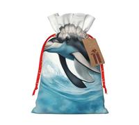 SSIMOO Ocean Dolphin Looking At You - Bolsa de regalo reutilizable para fiestas navideñas y diseño de cordón que hacen que tu regalo sea más delicado