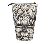 SSIMOO Organizador de almacenamiento extensible con estampado de escamas de peces de sirena, estuche de papelería ajustable vertical, suministros de oficina con cremallera, Flor de loto Namaste 1,
