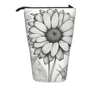 SSIMOO Organizador de almacenamiento extensible con estampado de escamas de peces de sirena, estuche de papelería ajustable vertical, suministros de oficina con cremallera, Flor Dibujado A Mano 1,