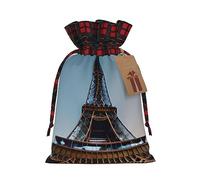 SSIMOO Paris Eiffel Tower Chic - Bolsas de regalo de Navidad con cordón, bolsas de arpillera de retazos, reutilizables