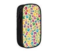 SSIMOO Paw Prints Art - Estuche de tela Oxford con cremallera, bolsa de almacenamiento de papelería, ideal para viajes, bonito y funcional, Arte de huellas de patas, Talla única