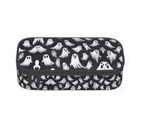 SSIMOO Plum Blossom - Estuche de tela Oxford para lápices, organizador de papelería de gran capacidad, bolsa portátil con cremallera, Bonito diseño de fantasma blanco de Halloween 1, Talla única