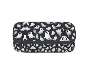 SSIMOO Plum Blossom - Estuche de tela Oxford para lápices, organizador de papelería de gran capacidad, bolsa portátil con cremallera, Bonito diseño de fantasma blanco de Halloween 1, Talla única