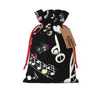 SSIMOO Símbolos musicales, bonita bolsa de regalo reutilizable para fiestas de vacaciones y diseño de cordón que hacen que tu regalo sea más delicado