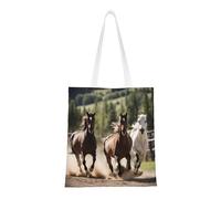 SSIMOO Two Horses - Bolsa de lona personalizada, multifuncional, elegante y minimalista, Tres caballos corriendo, Talla única