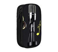 SSIMOO Una bolsa de almacenamiento de tela Oxford con diseño de mariposa morada, estuche duradero con cremallera, ideal para viajes, Micrófono con notas musicales, Talla única