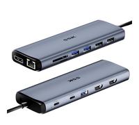 SSK Base Thunderbolt 4 de 8K, estación de Acoplamiento para MacBook para 3 monitores, concentrador USB C de 10 Gbps 2 HDMI, Displayport, Ethernet, PD de 100 W para portátiles iPhone 15/Mac/DELL/HP