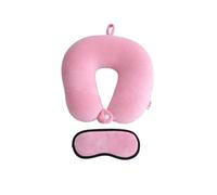 SSK superskunk Almohada de Viaje en Forma de U con Antifaz para Dormir, Rosa, con Botón de Ajuste y Gancho para Colgar