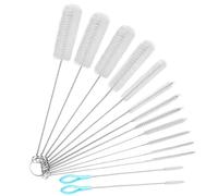 SSKHE 12 Piezas Cepillo de Limpieza Cepillo de Pajita Cepillo de Tubo de Ensayo Cepillo de Botella de Agua Cepillo de Biberón 2pcs Cepillo de Pajita con Mango (Blanco)