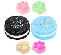 SSKHE 2 Piezas Biscuit Stress Relief Toy y 4 x Mini Pata de Gato Antiestrés, Soft Squeeze Toys Biscuit, Montessori Sensory Squeeze Toy para Autismo Jugar Accesorios