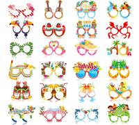 SSKHE 24 Gafas de Fiesta Hawaianas, Accesorios Tropicales, Gafas de Papel para Fiestas, Regalos para Niños y Adultos