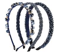 SSKHE 3 diademas con diamantes de imitación, color azul oscuro, con purpurina, accesorios para el cabello, banda de metal azul, diademas de cristal, para boda, comunión, carnaval