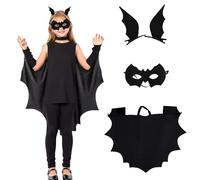 SSKHE 3 piezas Bat Cape Conjunto de Disfraces con Máscara para Los Ojos y Clips de Pelo Del Diablo Halloween Vestir Conjunto de Disfraces de Halloween para Niños