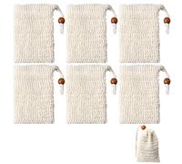 SSKHE 6 Piezas Bolsa Jabon, Bolsa de jabón de sisal Natural, Soporte de jabón,Soporte de jabón para Secar Jabones Exfoliatio Masajes