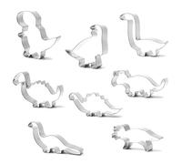 SSKHE 8 cortadores de galletas de dinosaurio, divertidos cortadores de galletas de dinosaurio para niños, varios trex, brontosaurio, spinosaurus, brachiosaurus, triceratops, huella de cabeza de